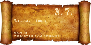 Matics Tímea névjegykártya
